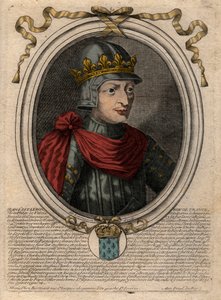 Johannes II Hyvän (1319-1364), Ranskan kuninkaan muotokuva - Johannes II:n, "Hyvän" (1319-64) Ranskan kuninkaan muotokuva - kaiverrus kirjasta "Les Augustes Representations de tous les Kings de France Pharamondista LudvigXIV:hen" 