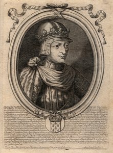 Johannes II Hyvän (1319-1364), Ranskan kuninkaan muotokuva - Johannes II:n, "Hyvän" (1319-64) Ranskan kuninkaan muotokuva - kaiverrus kirjasta "Les Augustes Representations de tous les Kings de France Pharamondista LudvigXIV:hen" 