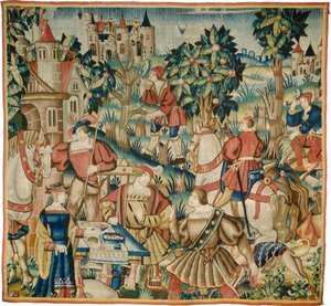 Paluu metsästyksestä tekijältä design and cartoon Flemish 16th Century, probably Tournai; woven in Tournai in an undetermined workshop