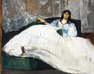 Nainen tuulettimen kanssa tekijältä Édouard Manet