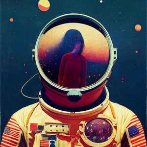 Abstrakti astronautti maalaus avaruudessa, seinätaide | Kanvastulosteet