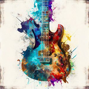 Musiikki Taidevedokset: Sähkökitaramaalaus kankaalle