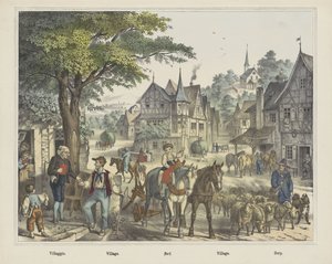 Villaggio. / Kylä. / Dorf. / Kylä. / Dorp (otsikko objektissa) tekijältä firma Joseph Scholz