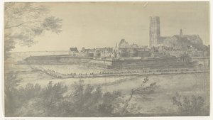 Näkymä Harderwijkistä, 1672 Manufacture des Gobelinsissa (sarjan nimi) säilytetyt valokuvat Adam Frans van der Meulenin piirustuksista Ranskan hyökkäyksestä Alankomaihin vuonna 1672