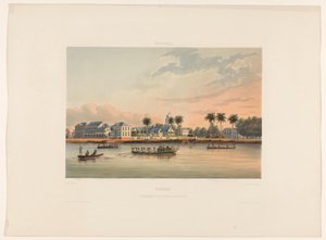 Waterfront ja kuvernöörin talo Paramaribossa Suriname. Hallituksen talo ja aukio Paramaribossa (otsikko esineessä)