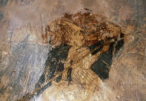 Mies hevosen selässä, fresko Agios Georgioksen kirkossa, Komitades, Kreeta, Kreikka (kuva) tekijältä Unbekannt Unbekannt