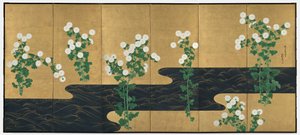 Krysanteemit virran varrella tekijältä possibly by Ogata Kōrin