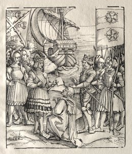 Maximilian tekee rauhan Henry VII:n kanssa tekijältä possibly by Peter Flötner