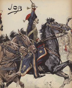 Napoleonin sotien ranskalainen ratsuväki (väri litho)