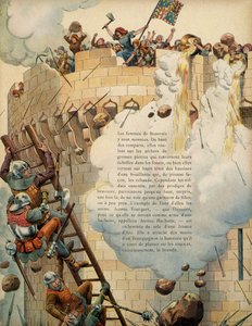 Ranskan historia keskiajalla (keskiaika): Jeanne Laisne dit Jeanne Hachette (teki 1454) puolusti Beauvaisin kaupunkia muiden naisten kanssa, jotka heittivät kiehuvaa öljyä tornien huipulta, kun kuningas Charles Le piiritti kaupungin vuonna 1472 Temerai tekijältä pseudonym for Onfray de Breville Jacques Job