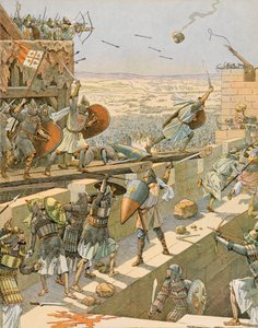 Jacques Marie Gaston Onfroy de Breville dit JOB (1858-1931) - Belgian historia: Englebert ja Lietaud de Tournai, Tournaisian croises, hyökkäsivät ensimmäisenä Jerusalemissa vuonna 1099, yksityinen kokoelma tekijältä pseudonym for Onfray de Breville Jacques Job