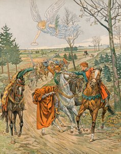 Jacques Marie Gaston Onfroy de Breville dit JOB (1858-1931) - Belgian historia: Saint Albert of Leuven (n. 1166-1192), Liegen prinssi on keisari Henrik VI:n shekarien salamurhaaja Reimsissä vuonna 1192, yksityinen kokoelma tekijältä pseudonym for Onfray de Breville Jacques Job