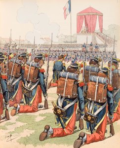 Jacques Marie Gaston Onfroy de Breville dit JOB (1858-1931) - Messu pidetty Chalonin leirillä Napoleon III:n johdolla (myös Mourmelonin leiri), yksityinen kokoelma tekijältä pseudonym for Onfray de Breville Jacques Job