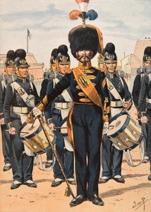 Jacques Marie Gaston Onfroy de Breville dit JOB (1858-1931) - Ranskan joukkojen varusteet kaikkina aikoina: Laivaston miehistön rumpumajuri (1837), yksityinen kokoelma tekijältä pseudonym for Onfray de Breville Jacques Job