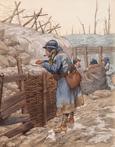 Jacques Marie Gaston Onfroy de Breville dit JOB (1858-1931) - Peperen kirje (karvainen kaivossa kirjoittaa perheelleen ensimmäisen maailmansodan aikana), yksityinen kokoelma tekijältä pseudonym for Onfray de Breville Jacques Job