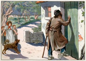 Joachim Murat (1767-1815), Napolin dechu-kuningas, vaelsi Provencessa paenessaan Napolista vuonna 1815. Kaiverrus Jacques Marie Gaston Onfray de Breville dit Job (1858-1931) tekijältä pseudonym for Onfray de Breville Jacques Job
