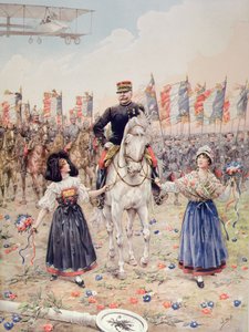 Marsalkka Ferdinand Foch (1851-1929) vapauttaja (väri litho) tekijältä pseudonym for Onfray de Breville Jacques Job