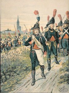 Strasbourgin Pontoneers vuonna 1793 (värikaiverrus) tekijältä pseudonym for Onfray de Breville Jacques Job