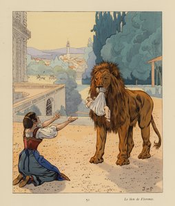 Firenzen leijona (värilitografia) tekijältä pseudonym for Onfray de Breville Jacques Job