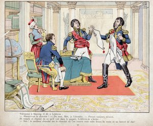 Vainqueur a Dantzig, il dit a Lefebvre: "Napoleon ja Lefebvre Danzigin piirityksessä, 24. toukokuuta 1807" Jobin litografia