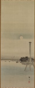 Yökohtaus Sumida-joella tekijältä studio of Utagawa Hiroshige