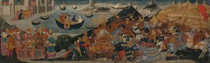 Pharsaloksen taistelu ja Pompeuksen kuolema, 145560 tekijältä workshop of Apollonio di Giovanni