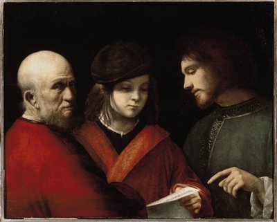 Ihmisen kolme aikakautta - Ihmisen kolme tilaa - Öljytaulu, noin 1500 tekijältä Giorgione
