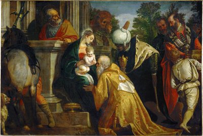 Kolmen tietäjän palvominen ... (maalaus kankaalle) tekijältä (1528-88) Veronese