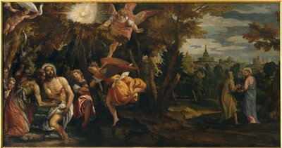 Kristuksen kaste ja kiusaus, n. 1582 (öljy kankaalle) tekijältä Veronese