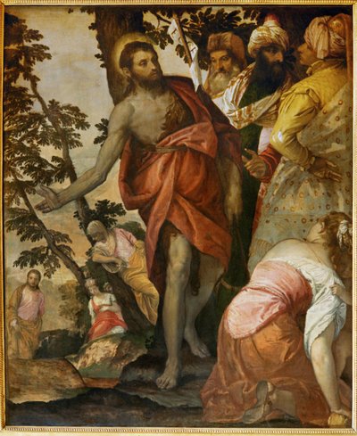 Pyhä Johannes Kastaja saarnaa ... (maalaus kankaalle) tekijältä (1528-88) Veronese