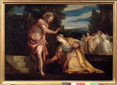 Kristus ilmestyy Madeleinen (Noli me tangere) Paolo Veronesen (1528-1588) maalaus Dim. 0,67 x 0,97 m. Grenoble. Musee Des Beaux Arts - Kristus ilmestyy Magdalan Marialle (Noli Me Tangere). Paolo Veronesen (1528-1588) maalaus. 0,67 x 0,95 m. Bea tekijältä Veronese