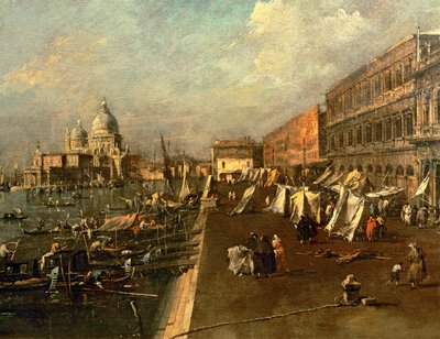 Riva dei Schiavoni, Punta della Dogana ja Chiesa della Salute, Venetsia. tekijältä (1697-1768) Canaletto