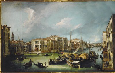 Canal Grande Venetsiassa ja Rialton silta (maalaus kankaalle) tekijältä (1697-1768) Canaletto
