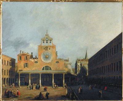 Aukio San Giacomo di Rialton edessä, Venetsia (maalaus kankaalle) tekijältä (1697-1768) Canaletto
