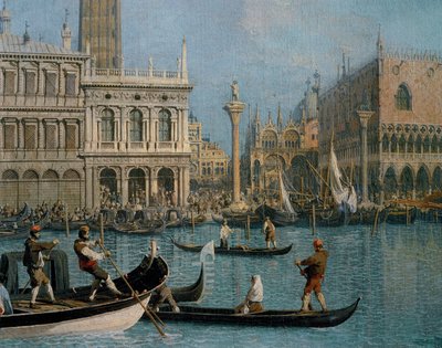 Venetsia, Dogen palatsi ja Libreria Marciana (öljy kankaalle) tekijältä (1697-1768) Canaletto