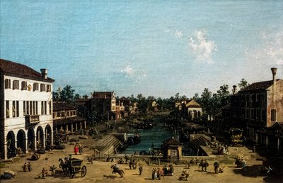 Näkymä Mestrestä ja Canale delle barche, n. 1755-1760 (öljy kankaalle) tekijältä (1697-1768) Canaletto