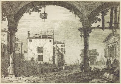The Lantern Portico, n.1744 (etsaus) tekijältä Canaletto