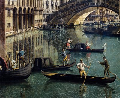 Rialton silta Venetsiassa, yksityiskohta (öljy kankaalle) tekijältä Canaletto