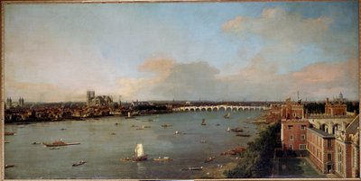 Näkymä Lontooseen ja Thamesiin 1700-luvulla Antonio Canalin maalaus, joka tunnetaan nimellä Canaletto (1697-1768) 1700-luku - Lobkowicz-kokoelmat, Lobkowiczin palatsi, Praha - Mitat Korkeus: 118 cm (46,5 tuumaa). Leveys: 238 cm (93,7 tuumaa) tekijältä Canaletto