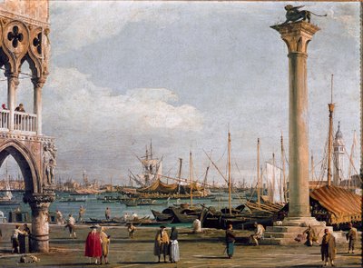 Näkymä Pyhän Markuksen altaalle ja San Giorgio Maggioren kirkolle Piazzettalta Venetsiaan (öljy kankaalle tekijältä Canaletto
