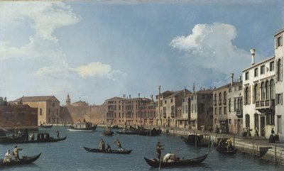 Näkymä Santa Chiaran kanavalle, Venetsia, n. 1730 (öljy) tekijältä (1697 1768) Canaletto