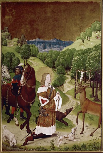 Conversie St Hubert (ulei pe panou finnish tekijältä (active c.1463 c.1490) Master of Wilten