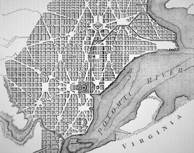 Washingtonin kaupungin suunnitelma alun perin vuonna 1793 (kaiverrus) tekijältä (after) American School