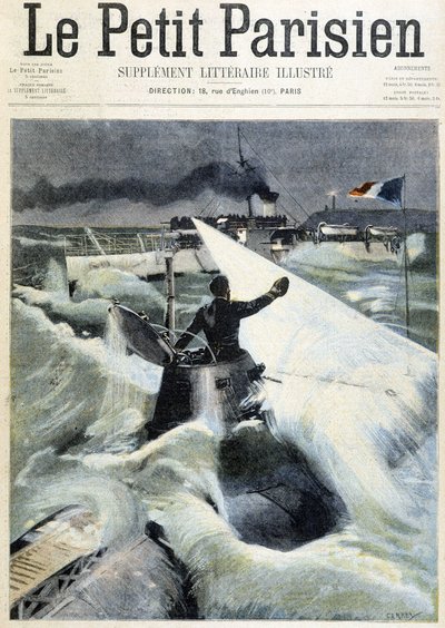 Kokemus sukellusveneestä "" Le Morse"" - elokuvassa "" Le Petit Parisien"" 8.11.1901 tekijältä (after) Carrey