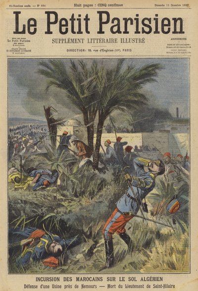 Marokkolaisten tunkeutuminen Algeriaan (väri litho) tekijältä (after) Carrey