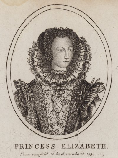 Prinsessa Elizabeth, kuningas Henry VIII:n ja Anne Boleynin tytär (kaiverrus) tekijältä (after) English School