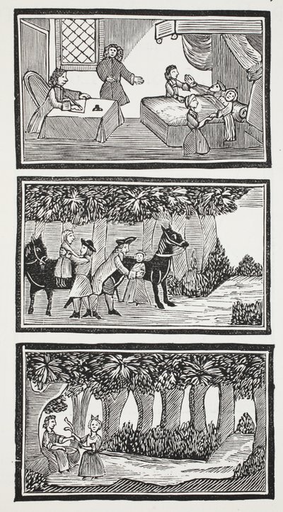 The History of The Two Children in the Wood, kuvitus John Ashtonin kirjasta "Chap-books of the Eightenth Century", pub. 1882 (litho) tekijältä (after) English School