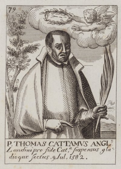 Thomas Cottam, englantilainen katolinen pappi ja marttyyri (kaiverrus) tekijältä (after) English School