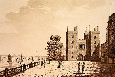 Näkymä Lambethin palatsille, noin 1800 (akvatinta) tekijältä (after) English School