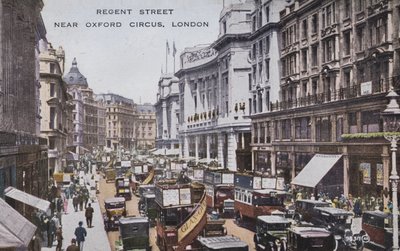 Regent Street, lähellä Oxford Circusta, Lontoo (värillinen kuva) tekijältä (after) English photographer